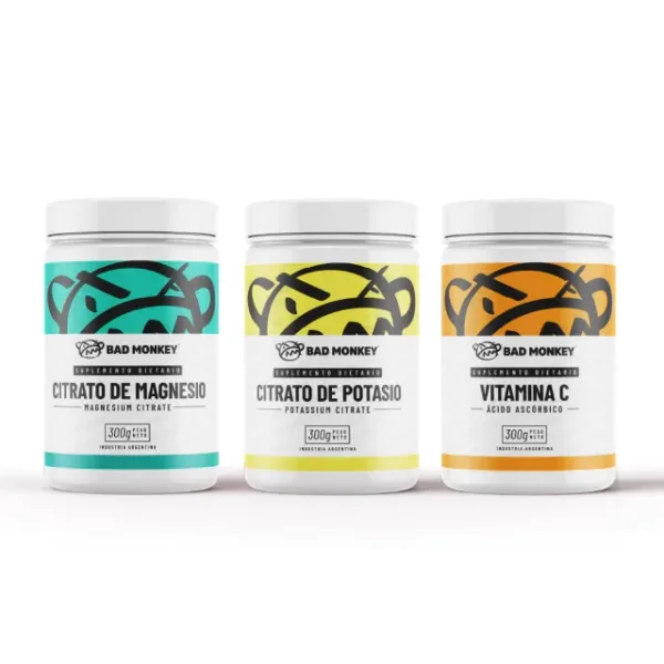 Citrato de Magnesio 300g + Citrato de Potasio 300g + Vitamina C 300g
