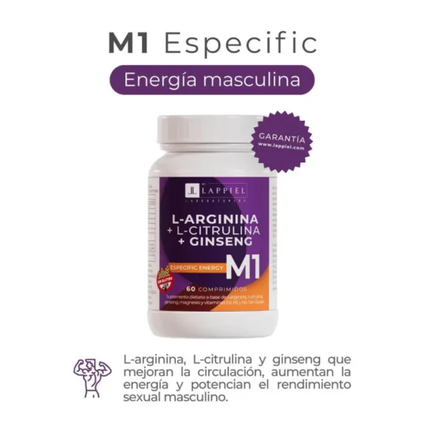 M1 Energy · L-Arginina + L-Citrulina + Ginseng
