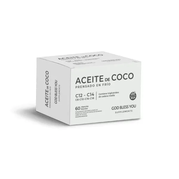 Aceite de Coco Prensado en Frío (Virgen) 60 Cápsulas Blandas