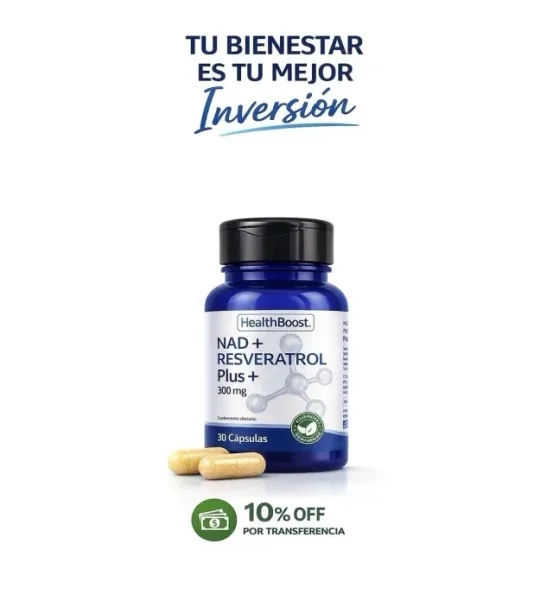 NAD + Resveratrol Plus: Salud Y Energía Celular. Suplemento Natural Healthboost