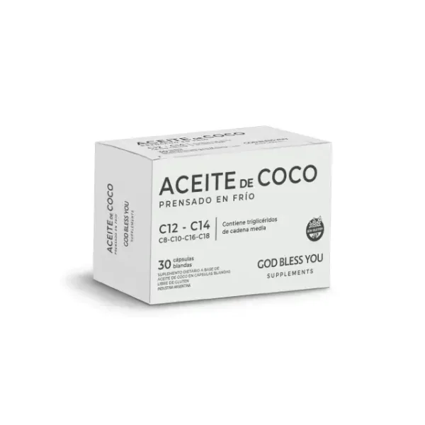 Aceite de Coco Prensado en Frío (Virgen) 30 Cápsulas Blandas