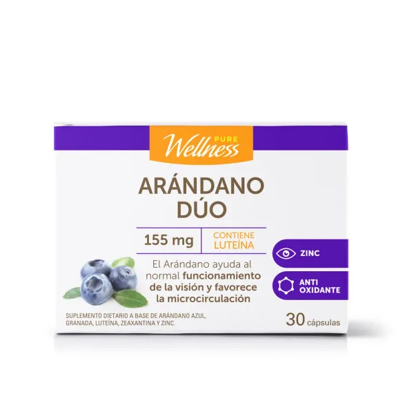 Suplemento Dietario Pure Wellnes Arándano Dúo x 155 g x 30 Cáps