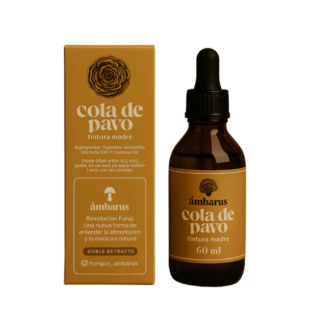 Hongo Adaptógeno Cola de Pavo Doble Extracto 60 ml – Ambarus Inmunidad, Digestivo y Vitalidad