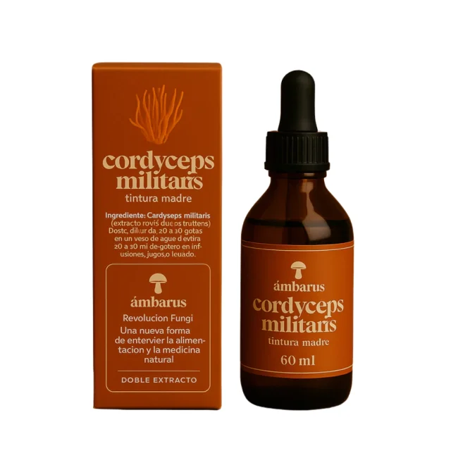 Hongo Adaptógeno Cordyceps Militaris Doble Extracto Gotas 60 ml – Ambarus Energía, Resistencia e Inmunidad