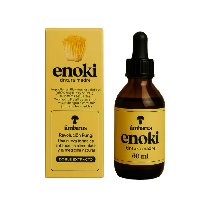 Hongo Adaptógeno Enoki Doble Extracto 60 ml – Ambarus Inmunidad, Antioxidante y Vitalidad