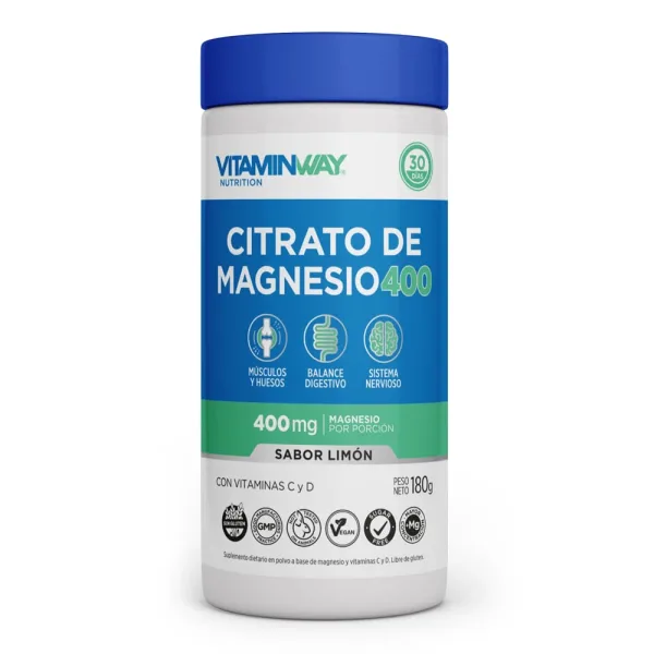Citrato De Magnesio 400 Frasco X 180 Gr Sabor Limón