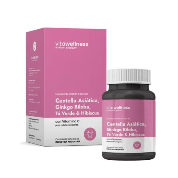 Centella Asiatica, Ginkgo Biloba, Te Verde &amp; Hibiscus x 60 cc