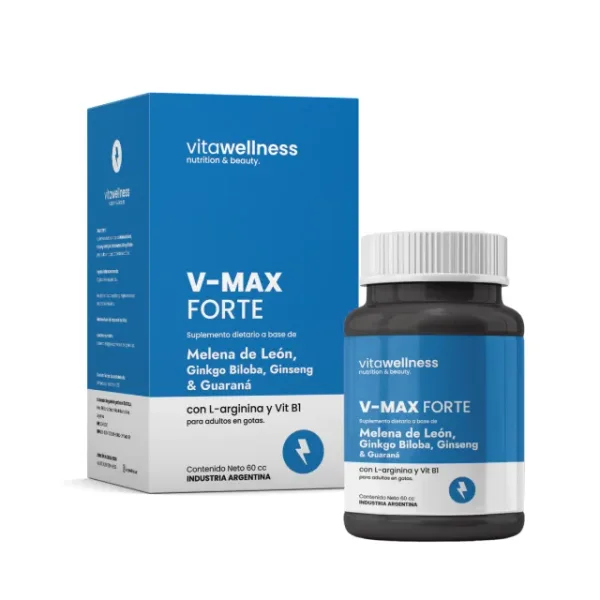 V -MAX FORTE Melena de Leon, Ginkgo Biloba, Ginseng & Guaraná x 60 cc